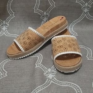 Jack Rogers Floral Espadrille Cork Slides Sz 7